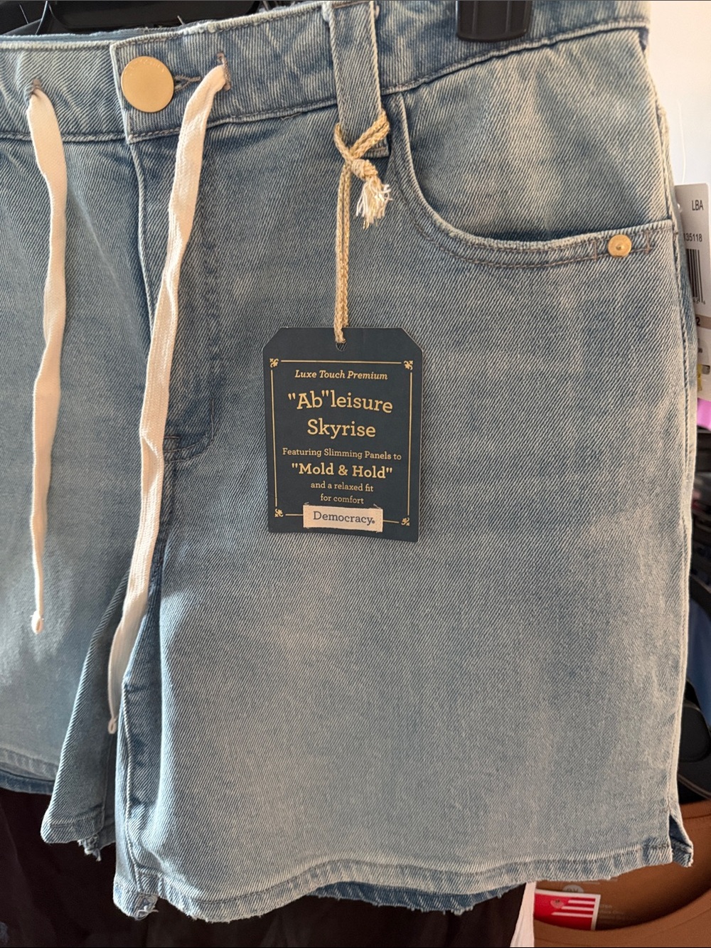 Democracy Light Blue Denim Women's Drawstring tie Shorts - Picture 12 of 13